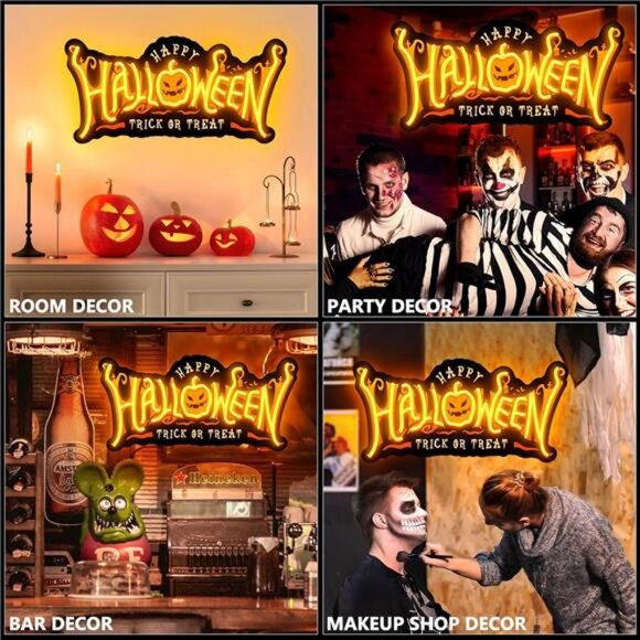 Happy Halloween Neon Signs for Wall Decor,Halloween Pumpkin Neon Light - Picture 5 of 8